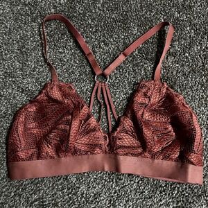 Aerie Lace Bralette‎ Ring Detail Racerback Wireless Bra Copper Size XS